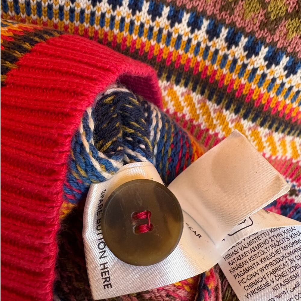 Seasalt Cornwall "Cove Cottage" Fair Isle Organic Cotton Cardigan size 16 - Picture 8 of 12